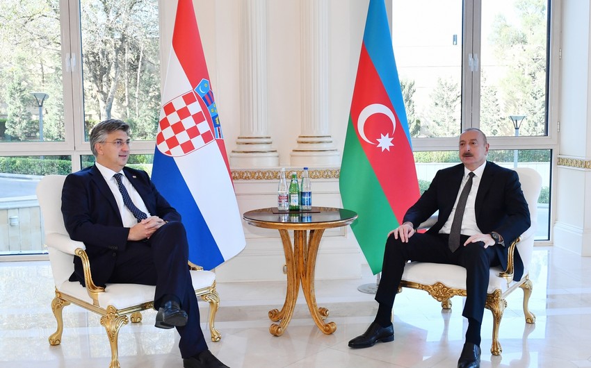 Azerbaijani President holds one-on-one meeting with Prime Minister of Croatia