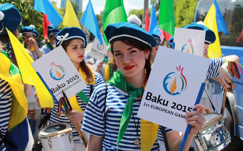 ​Ukraynanın paytaxtı Kiyevdə ilk Avropa Oyunları ilə bağlı bayram yürüşü keçirilib