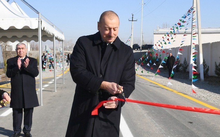 Президент принял участие в открытии после реконструкции дороги Пирили-Мурадхан-Сор-Сор - ОБНОВЛЕНО - ФОТО