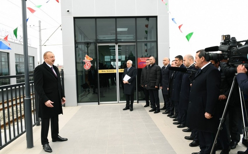 Prezident Abşeron dairəvi dəmir yolunun bir hissəsinin yenidənqurmadan sonra açılışında iştirak edib - YENİLƏNİB-2