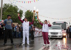 Journey of Baku 2015 Flame arrives in Barda