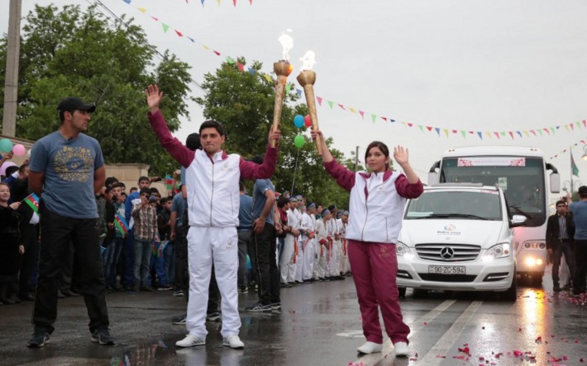 Journey of Baku 2015 Flame arrives in Barda