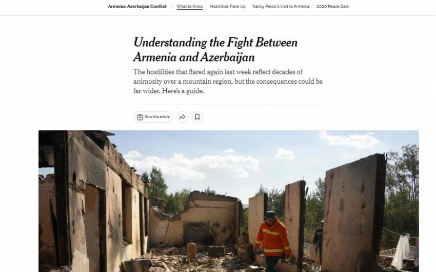 Нью-Йорк Таймс изложил свой взгляд на недавнее обострение ситуации на условной армяно-азербайджанской границе