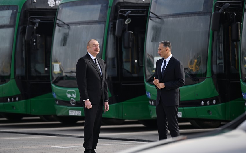 President Ilham Aliyev gets acquainted with activities of Zigh Electric Bus Depot