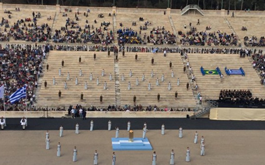 2016 Olympic torch handed over from Athens to Rio