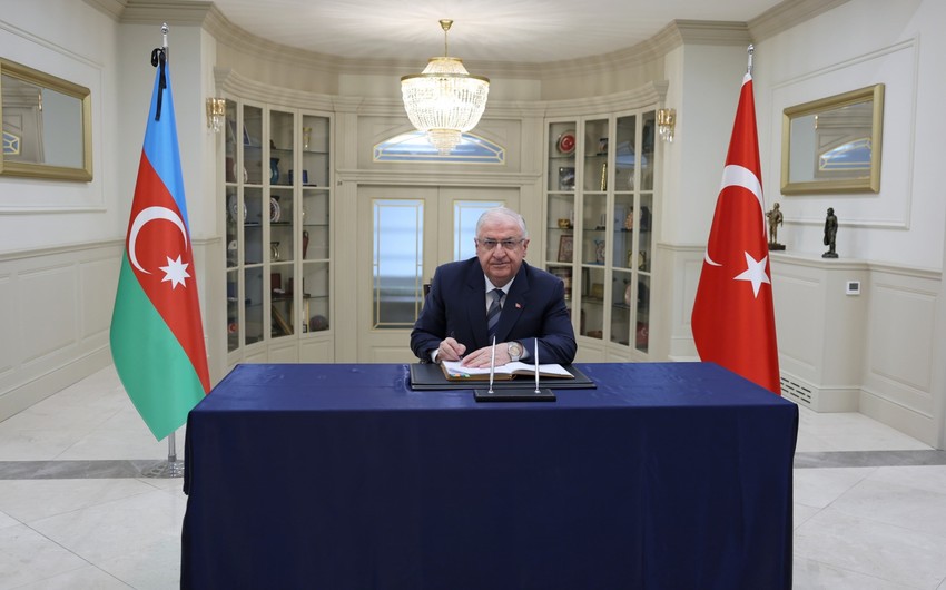 Turkish defense minister visits Azerbaijani embassy in Ankara