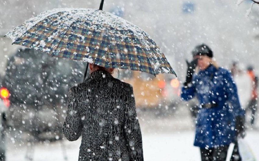 Завтра в районах Азербайджана пойдет снег, в Баку мокрый снег