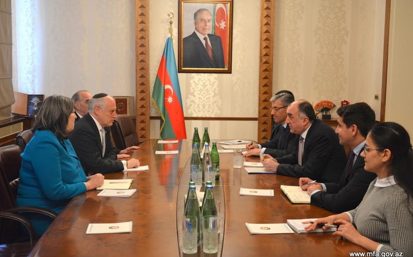 Azerbaijani Foreign Minister Elmar Mammadyarov receives Malcolm Hoenlein