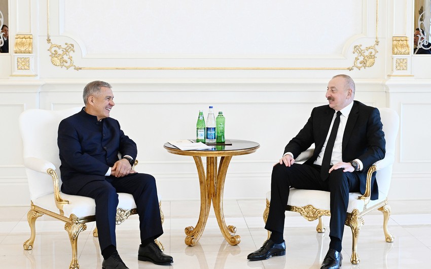 President Ilham Aliyev meets with Rais of Republic of Tatarstan of Russia