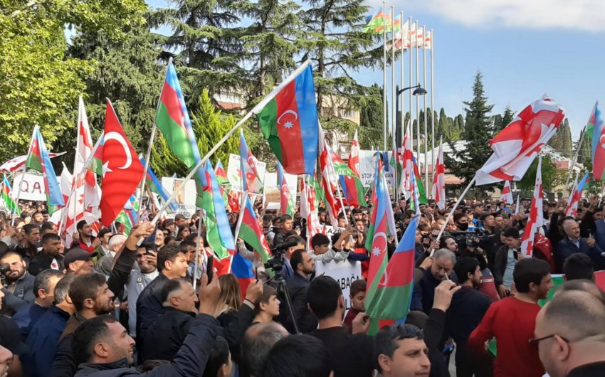 Gürcüstan azərbaycanlıları Azərbaycana dəstək mitinqi keçirdi