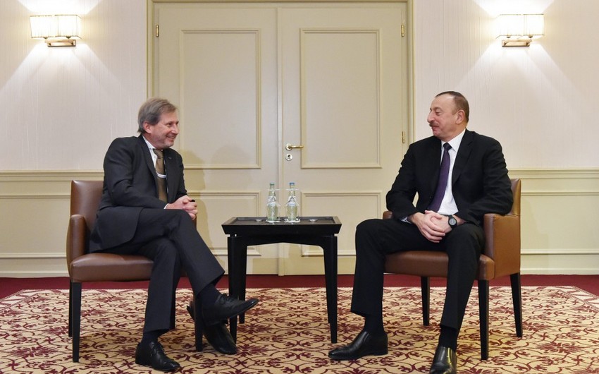 Президент Азербайджана Ильхам Алиев встретился с комиссаром Европейского Союза Йоханнесом Ханом