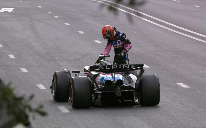 Ocon encounters technical problems during F1 free practice in Baku