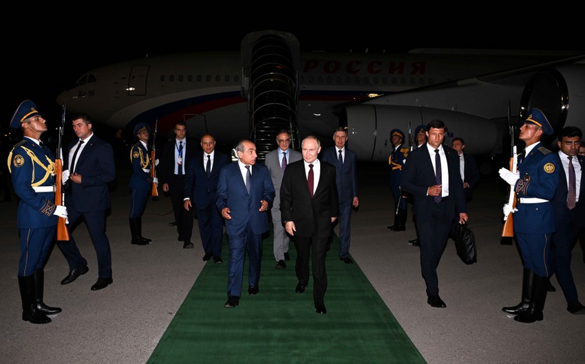 President of Russia Vladimir Putin arrives in Azerbaijan for state visit