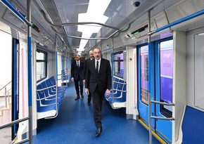 President Ilham Aliyev inspects new-generation metro trains assembled in Baku