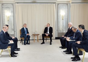 President of Azerbaijan Ilham Aliyev meets with Chairman of Board of Sberbank in Kazan