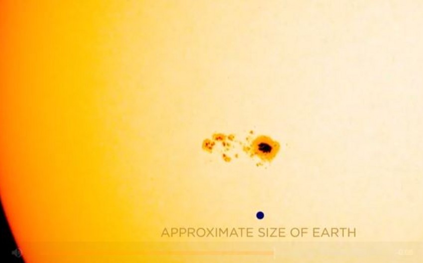 NASA Günəşin səthindəki nəhəng ləkənin kadrlarını nümayiş etdirib - VİDEO
