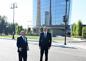 President Ilham Aliyev attends opening of new highway built on site of 'Javanshir' bridge