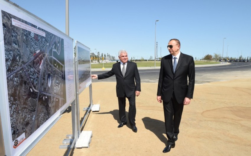 Prezident İlham Əliyev bağlantı yollarının və piyada keçidinin açılışında iştirak edib - FOTO