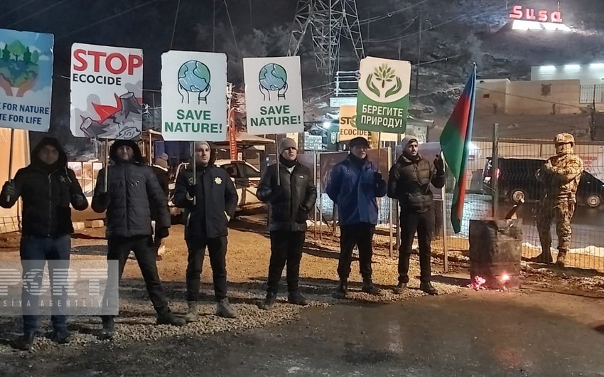 Акция на дороге Ханкенди-Лачын продолжается, несмотря на морозную погоду