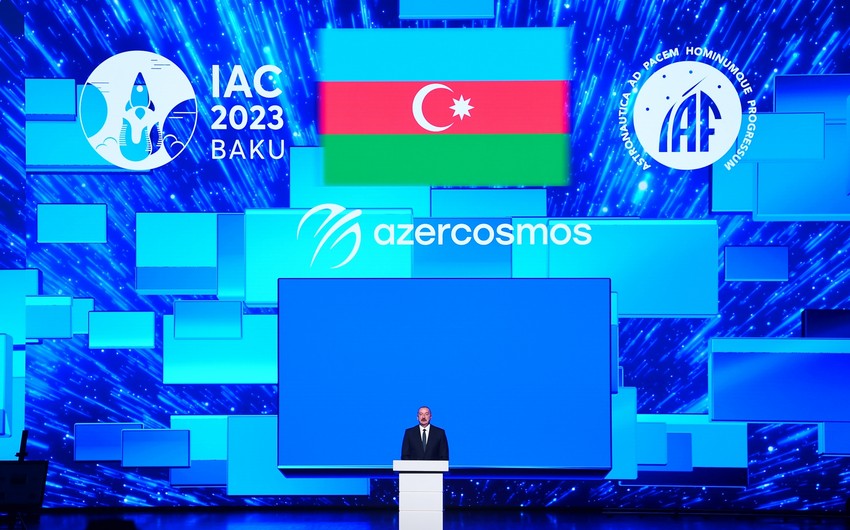 Президент Ильхам Алиев выступил на церемонии открытия 74-го Международного астронавтического конгресса