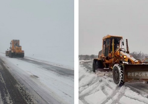 Снег затруднил движение транспорта в западных районах Азербайджана