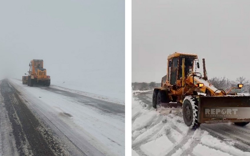 Снег затруднил движение транспорта в западных районах Азербайджана