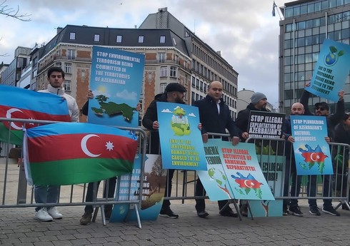 Перед Европарламентом в Брюсселе прошла акция протеста против армянского экотеррора 