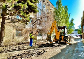 В Баку ремонтируется улица Гёюша Гараева