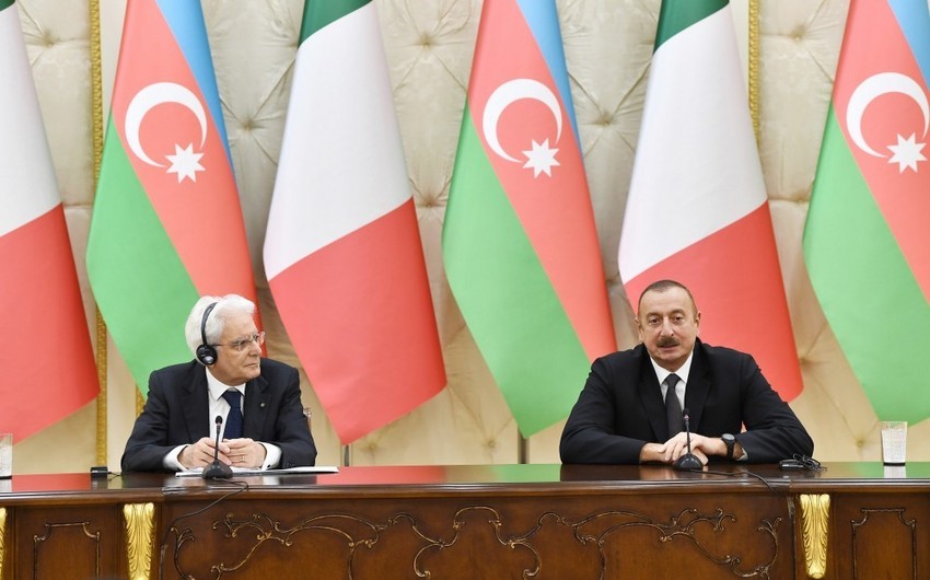 Presidents of Azerbaijan and Italy made press statements
