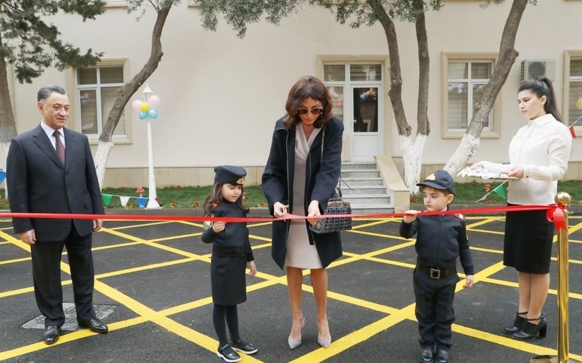 Мехрибан Алиева приняла участие в открытии нового детского сада номер 6 в Хатаинском районе Баку