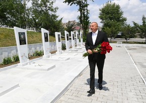 President Ilham Aliyev visits Alley of Martyrs in Dashkasan