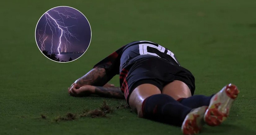 Footballer dies after being struck by lightning during match