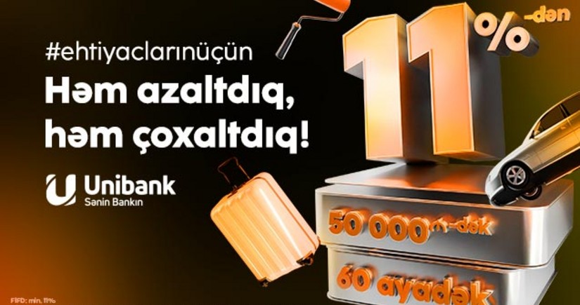 Unibank kredit faizini aşağı saldı, kredit məbləğini və müddəti artırdı!  ​​​​​​​