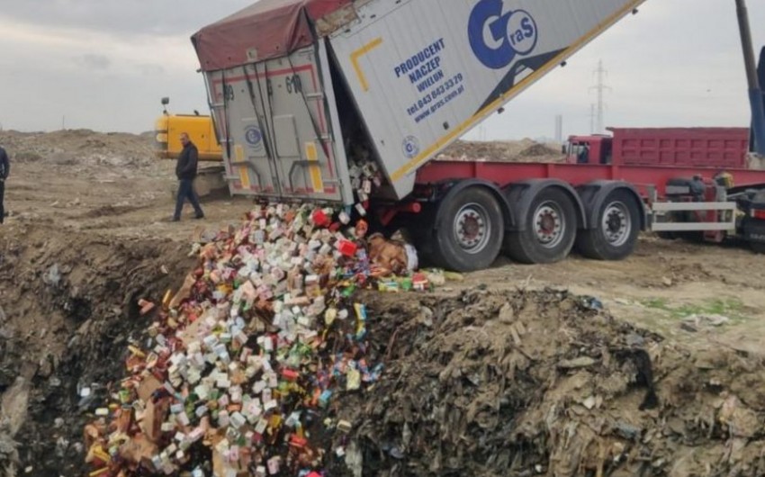 İstehlaka yararsız müxtəlif növ qida məhsulları məhv edilib