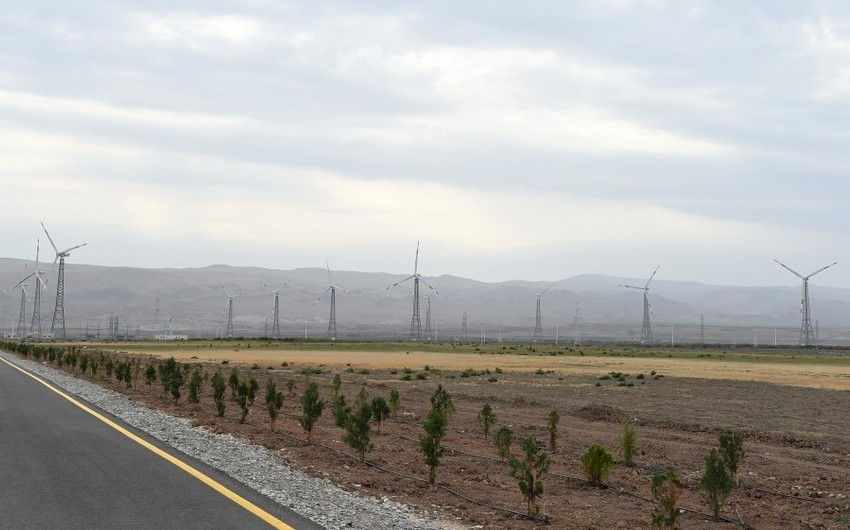 Президент Ильхам Алиев принял участие в открытии ветрового электропарка в Хызы