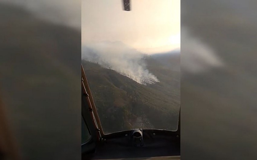 К тушению пожара в Габале привлечены 2 вертолета