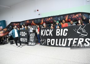 Экоактивисты проводят на COP29 в Баку акцию против крупнейших загрязнителей