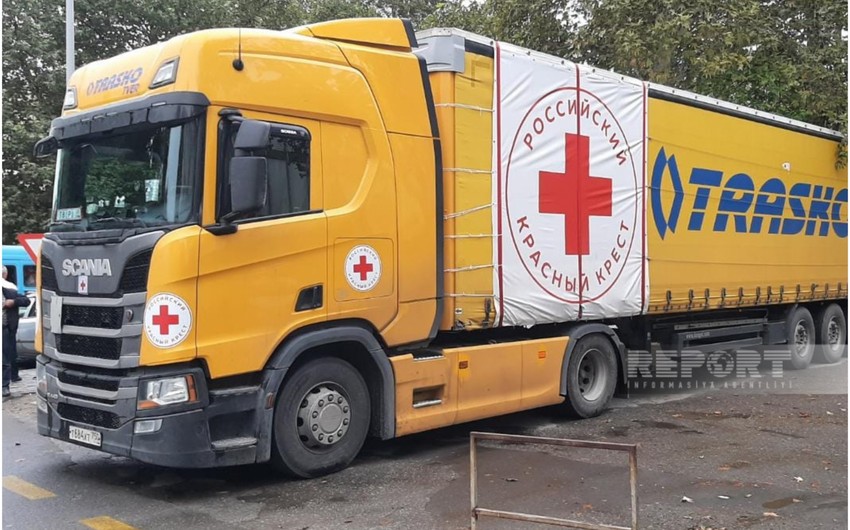 Aid sent by Russia to Armenian residents of Karabakh waiting in Barda for two days