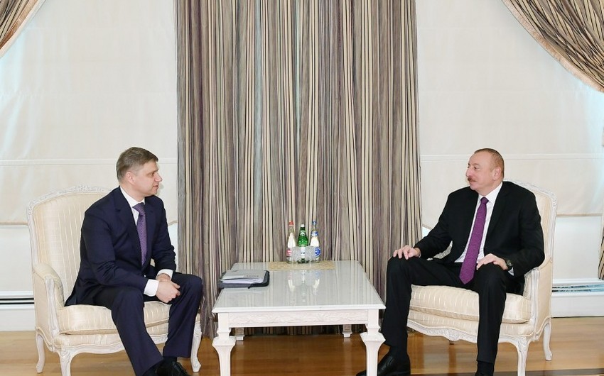President Ilham Aliyev receives CEO and Chairman of Executive Board of Russian Railways Oleg Belozerov