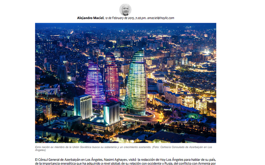 Spanish-language version of Los Angeles Times: 'Armenia commits crimes against Azerbaijan'