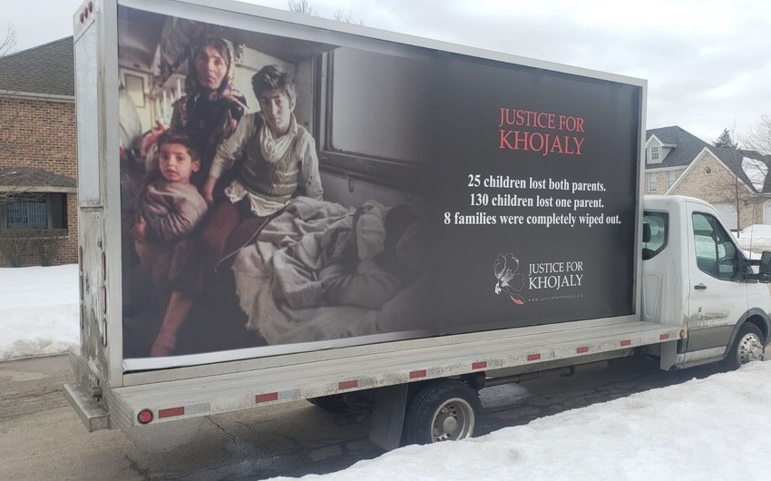 Car with digital posters on Khojaly realities to move in US streets
