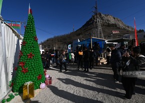 Environmental activists set up New Year tree in area of protest on Khankandi-Lachin road