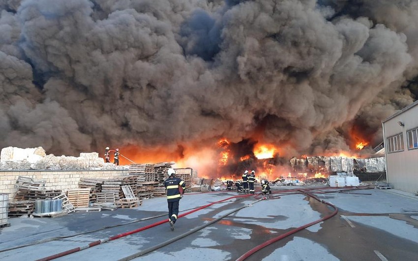 Helicopters & train involved in extinguishing fire in Azersun Industrial Park