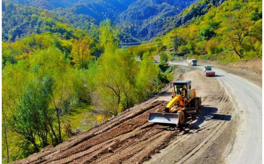 Suqovuşan-Sərsəng su anbarı-Qozlukörpü-Kəlbəcər avtomobil yolunun inşası davam edir