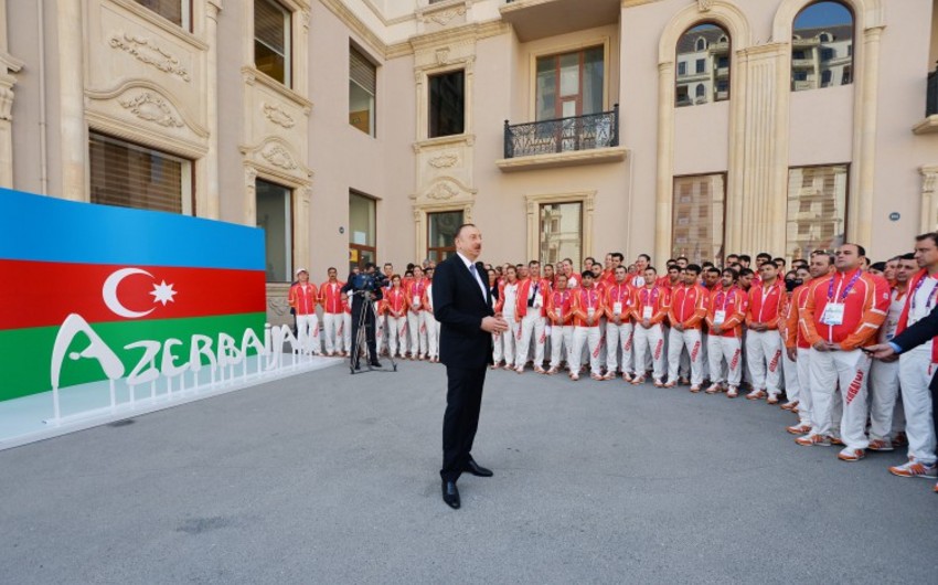 Prezident İlham Əliyev Azərbaycanı I Avropa Oyunlarında təmsil edəcək idmançılarla görüşüb