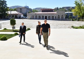 Ilham Aliyev and Mehriban Aliyeva get acquainted with conditions created at building of Special representation of President in Shusha 