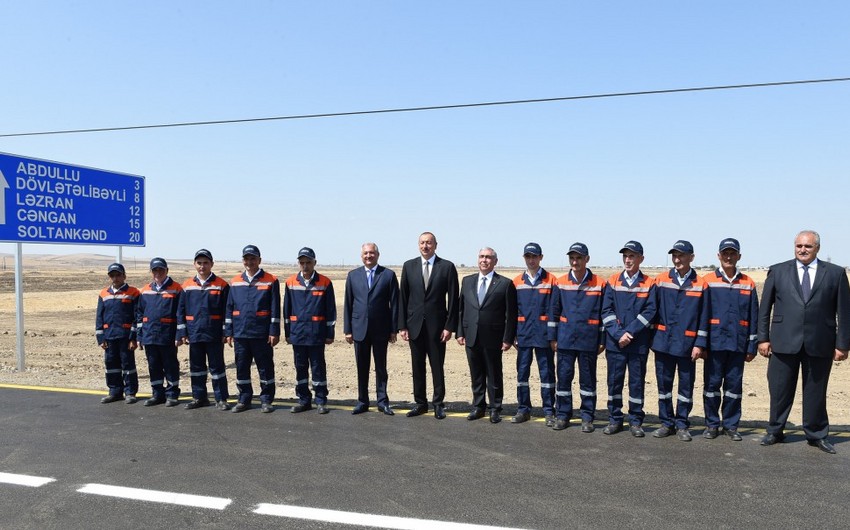 Президент Ильхам Алиев принял участие в открытии автомобильной дороги Джалилабад - Астанлы - Джанган - Солтанкенд