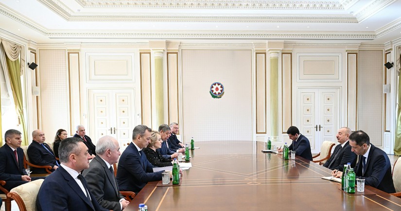 Президент Ильхам Алиев принял делегацию во главе с председателем Совета Федерации Федерального Собрания РФ