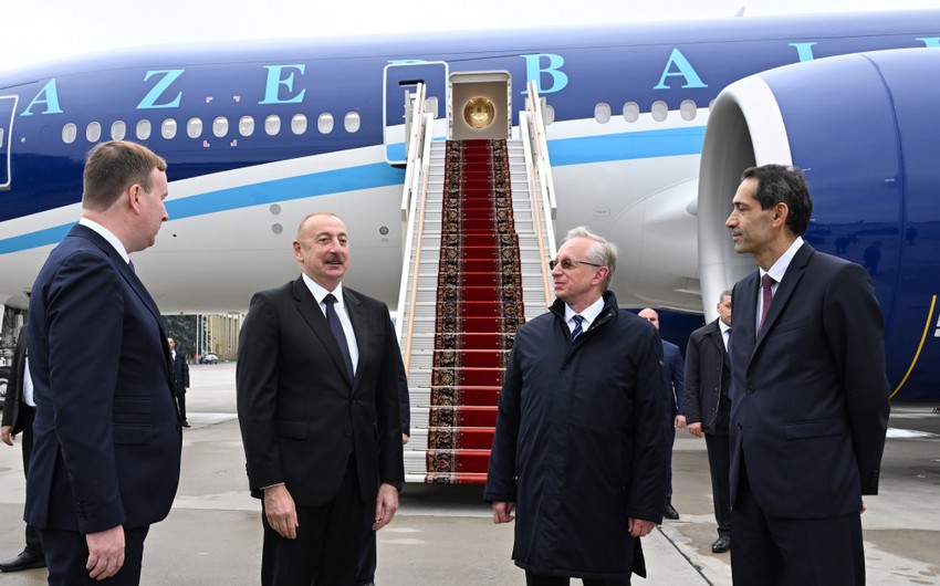 President Ilham Aliyev arrives in Russia