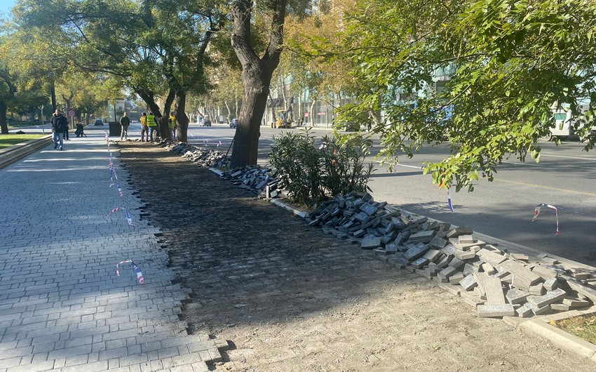 Work on laying cycle tracks underway in downtown Baku